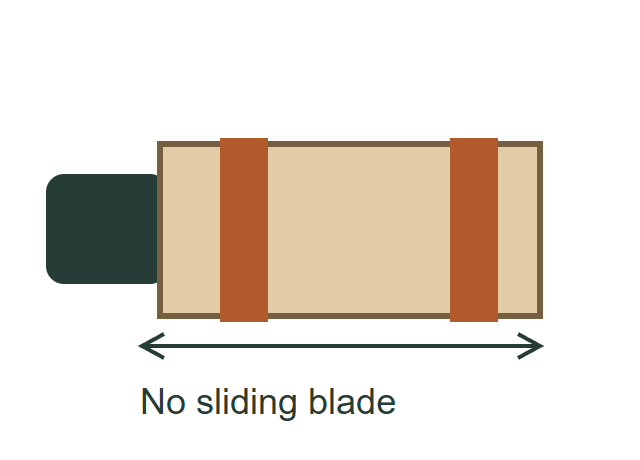 Tape bands secure the cardboard sheath around the blade so it cannot slide off.